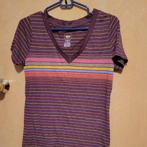 Mossimo Striped Burgandy Boyfriend Tee Size Medium